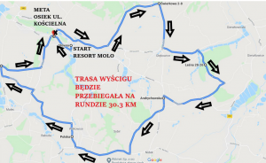 Plan trasy wyścigu kolarskiego 5 i 6.09.2020