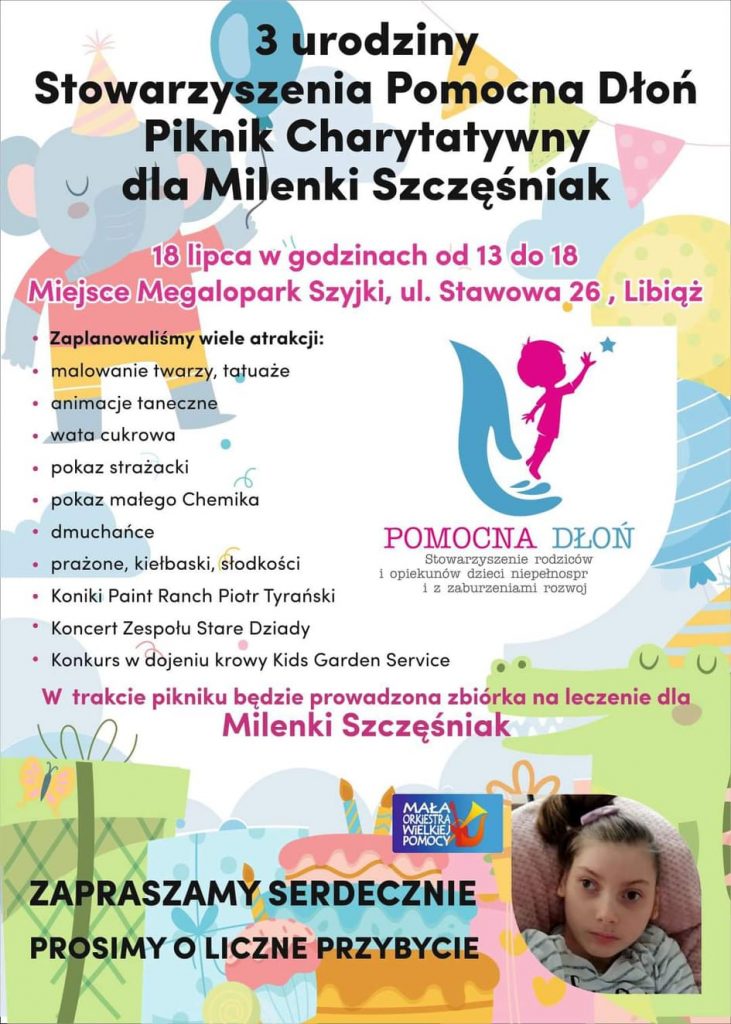 Weź udział w pikniku charytatywnym i pomóż chorej Milence Pomocna Dłoń Libiąż powiat oswiecim pl