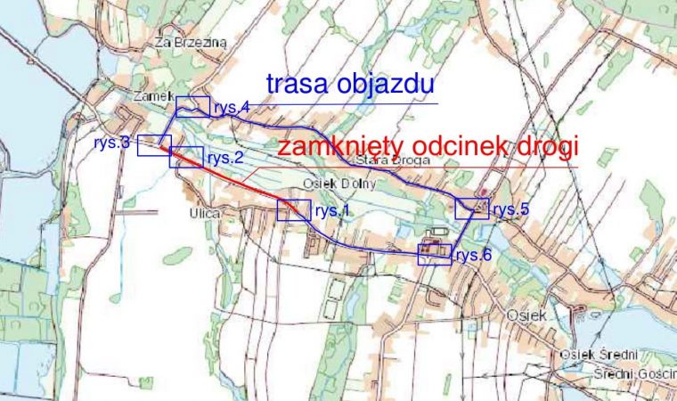 Od 3 listopada zamknięty odcinek drogi powiatowej (ul. Główna) w Osieku powiat oswiecim pl