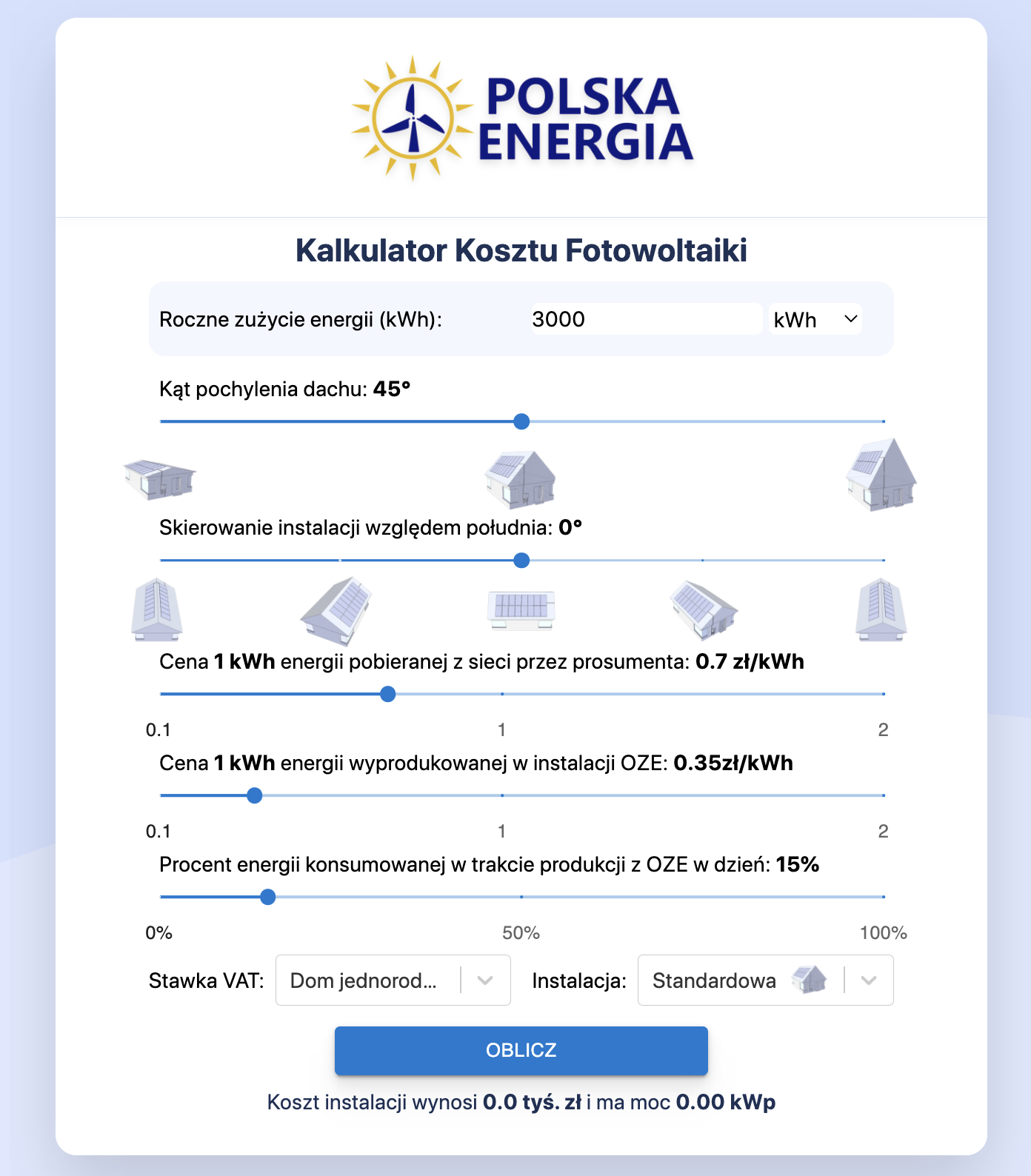 Kalkulator Kosztu Fotowoltaiki Polska Energia Andrychów Info Oświęcim pl polska-energia com
