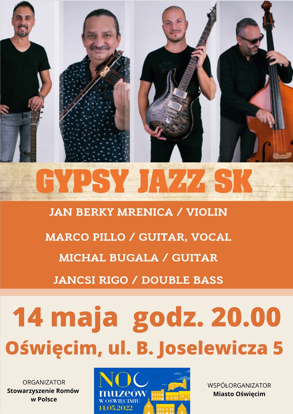 Oswiecim pl Plakat_koncert_2022_m Gypsy Jazz SK Stowrzyszenie Romów w Polsce info oswiecim