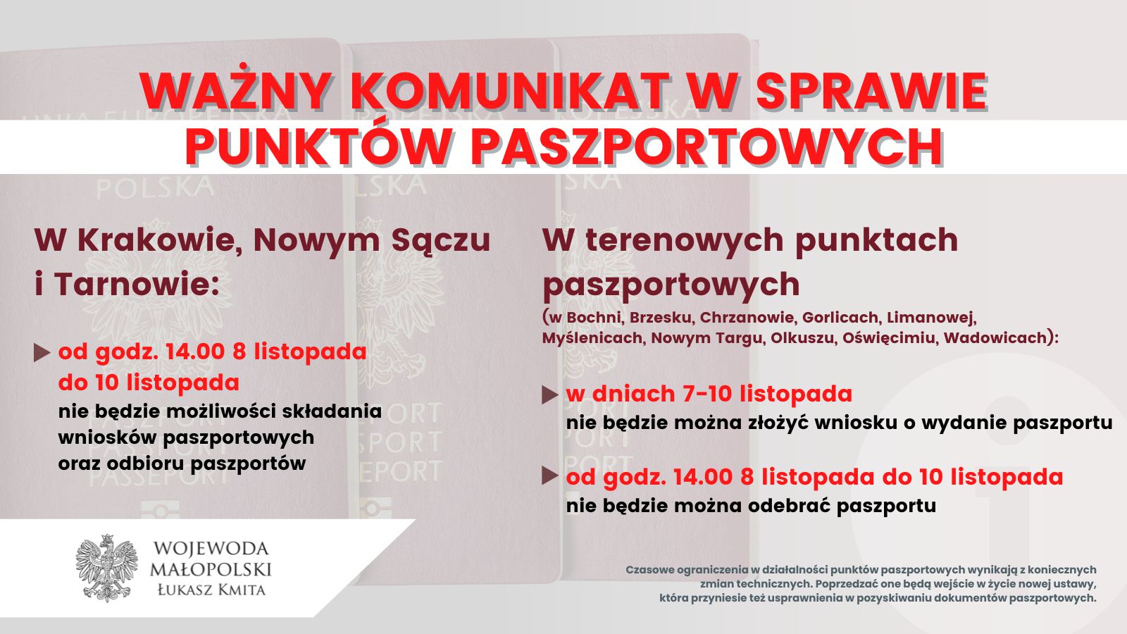 Ograniczenia w punktach paszportowych powiat oswiecim pl info oswiecim info wadowice info malopolsa paszporty-fot