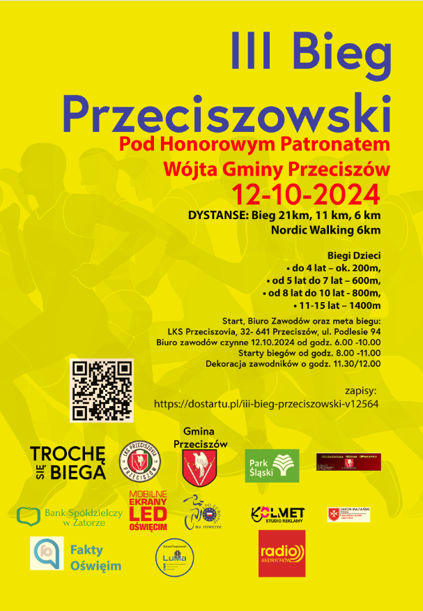 Trochę się Biega III Bieg Przeciszowski 12-10-2024 Info oswiecim